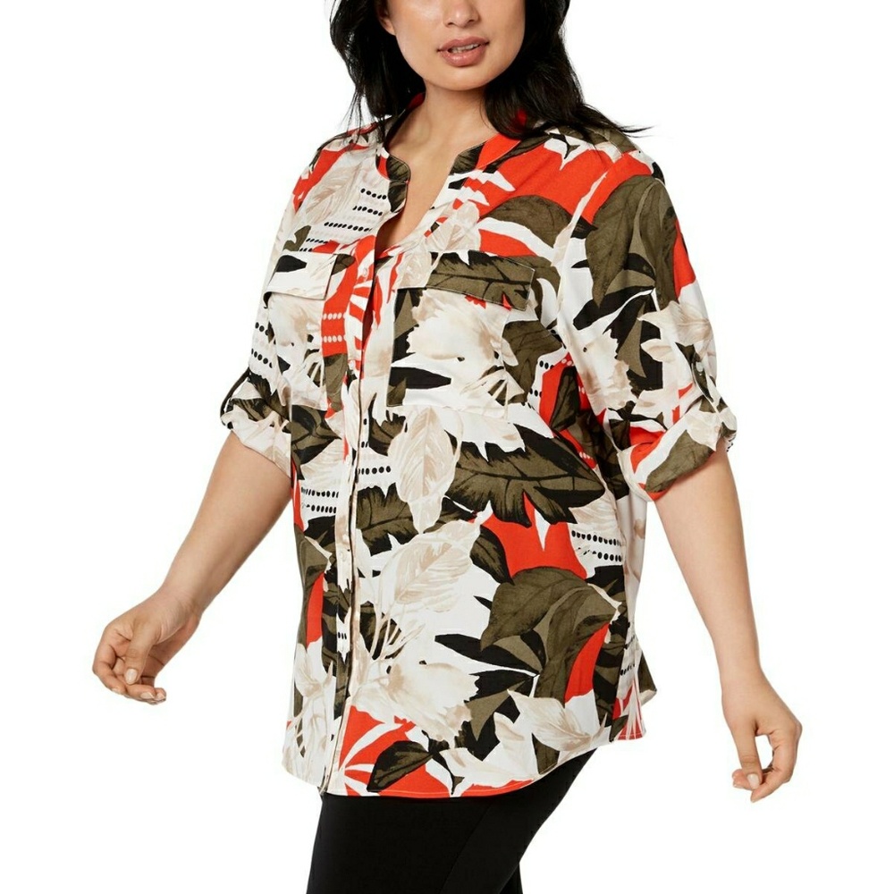 NWT Women's Calvin Klein rolled sleeve top size 1X